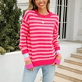 thumbnail image 6 of Fesfesfes Women Sweaters Fall And Winter Knit Tops Stripe Print Crewneck Pullover Sweater Tops on, 6 of 9