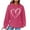 Hot Pink-1, variant on Graphic Hoodies for Women Fashion Waffle Heart Print Pullover Sweatshirts Long Sleeve Fall Loose Casual Tops with Pocket(Black S)