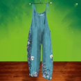 thumbnail image 4 of Baqcunre Women's Vintage Floral Print Sleeveless Jumpsuit - Retro Chic Romper for Summer, 1Pc Jumpsuit Blue L, 4 of 4