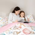 thumbnail image 4 of Manfei Watercolor Seashell Starfish Coral Twin Comforter Sets for Kids Girls, Cartoon Sealife Bedding Set, Pink Reversible 2pcs, 1 Comforter and 1 Pillowcase, 4 of 6