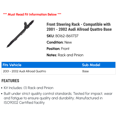 thumbnail image 2 of Front Steering Rack - Compatible with 2001 - 2002 Audi Allroad Quattro Base, 2 of 2