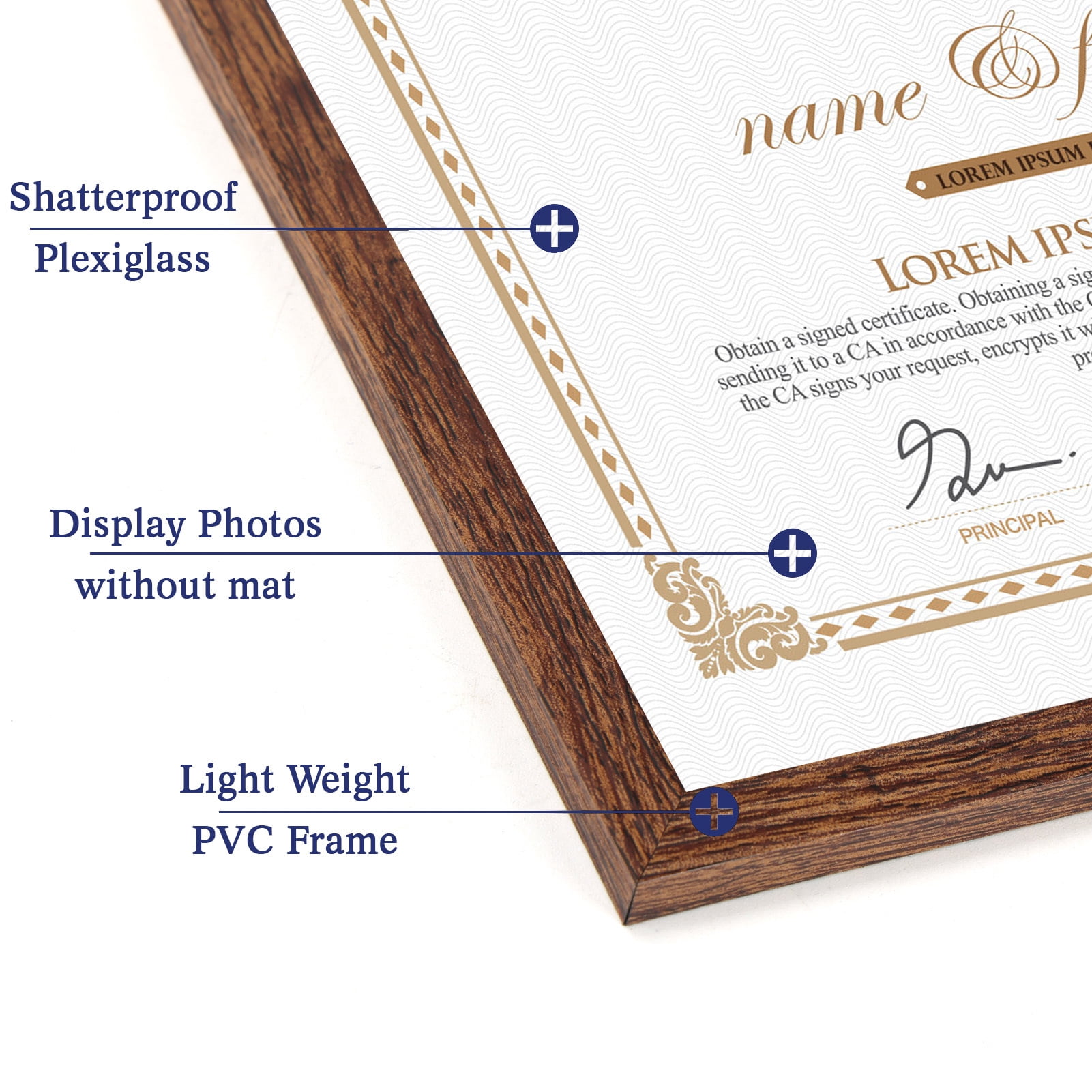 18 Pack 8.5x11 Picture Frames, Photo Frame Brown Horizontal or Vertical for wall or tabletop Display,Award Certificate Diploma