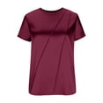 thumbnail image 3 of Cilsoka Women's Satin Blouse Business Casual Outfit Short Sleeve Pleated Tops Crewneck Tshirt Silk Shirt Summer Clothes, 3 of 6