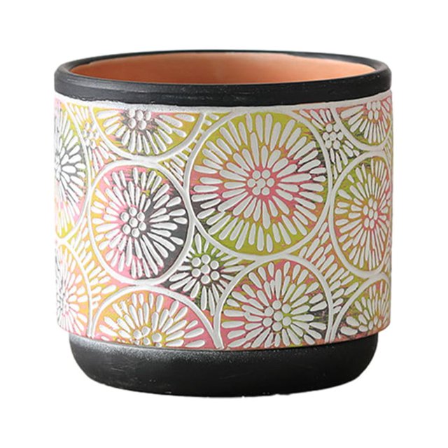Inteprter Maceta de cerámica para oficina, cultivo de verduras, escritorio, interior, jardín, maceta, maceta decorativa, Cactus Jardín y Patio Fondo negro/S