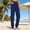 Navy, variant on iHPH7 Women's High Waisted Cotton Linen Joggers - Elastic Waistband Tapered Leg Pants with Pockets Breathable Lightweight Casual Summer Lounge Beach Comfy Everyday Wear Black L