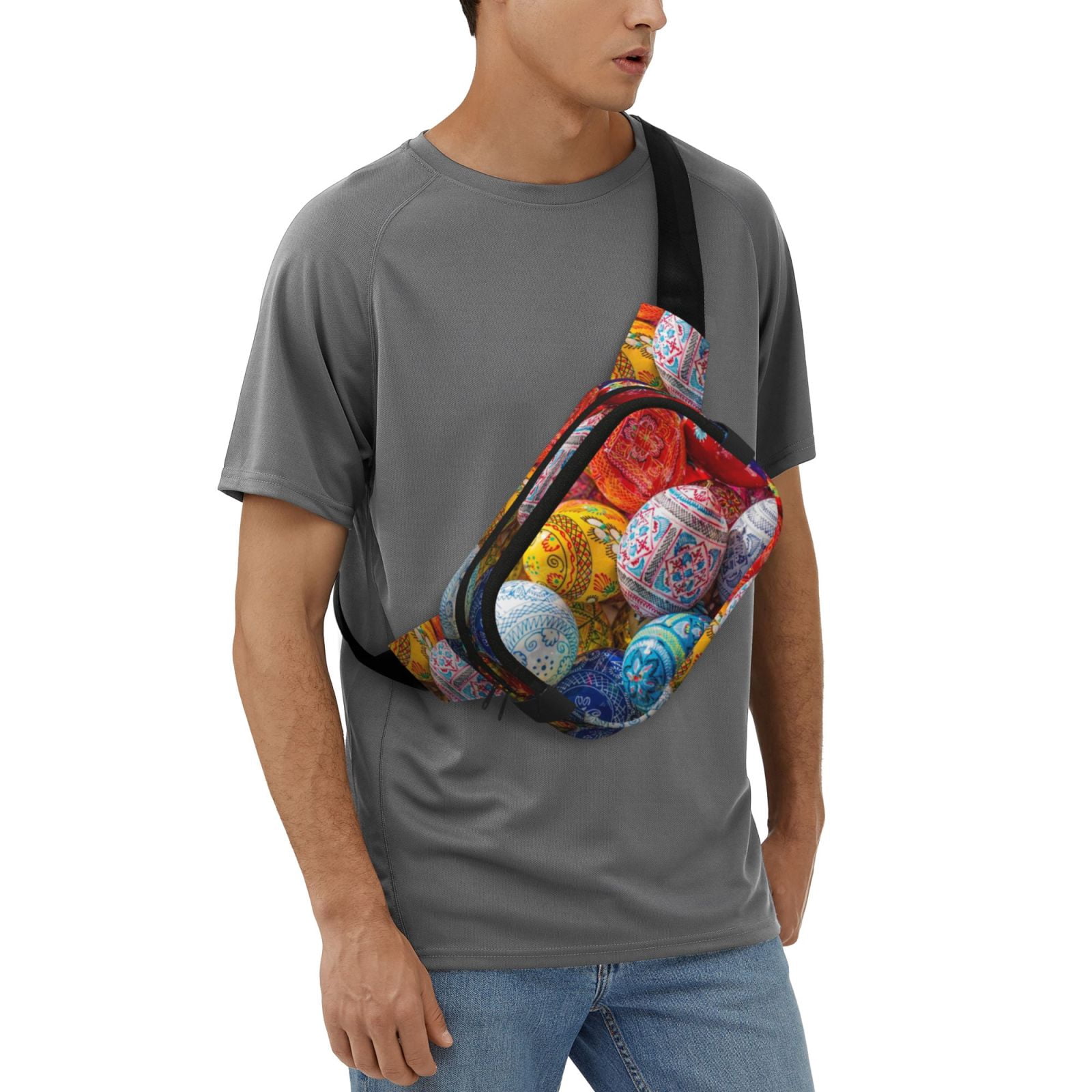 Hirioo Easter Eggs for Double Layer Waist Bag Adjustable Fanny Pack For Travel Running Hiking