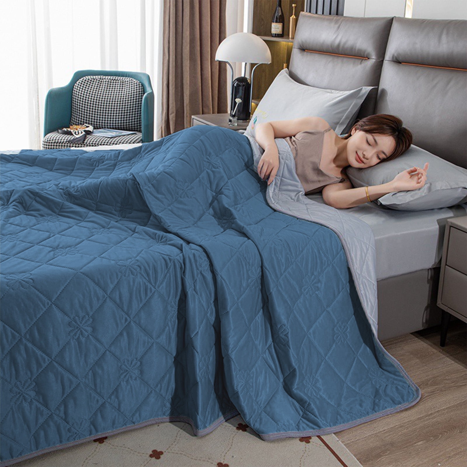 All-Season Soft Cooling Quilt - Breathable Diamond Stitching & Machine-Washable Bedding for Hot Sleepers, Home Essentials & Gift-Ready Luxury Comfort