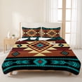 thumbnail image 3 of Twin Quilt Set 68''x86'', Turquoise Red Lightweight Summer Bedspread Coverlet Set with 2 Pillow Shams, Southwest American Native Abstract Pattern Breathable All Season Quilt Bedding for Dorm/Bedroom, 3 of 9