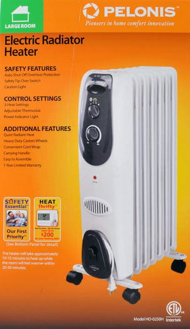 Pelonis 7-Fin Electric Radiator Space Heater, 600/1500W, Indoor, Gray,  HO-0250H - Walmart.com