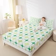 thumbnail image 4 of Manfei Colorful Stars Twin Sheet Sets 3pcs, Modern Geometric Art Twin Fitted Sheet, Abstract Green White Flat Sheet, Super Cozy Room Decor, 4 of 7