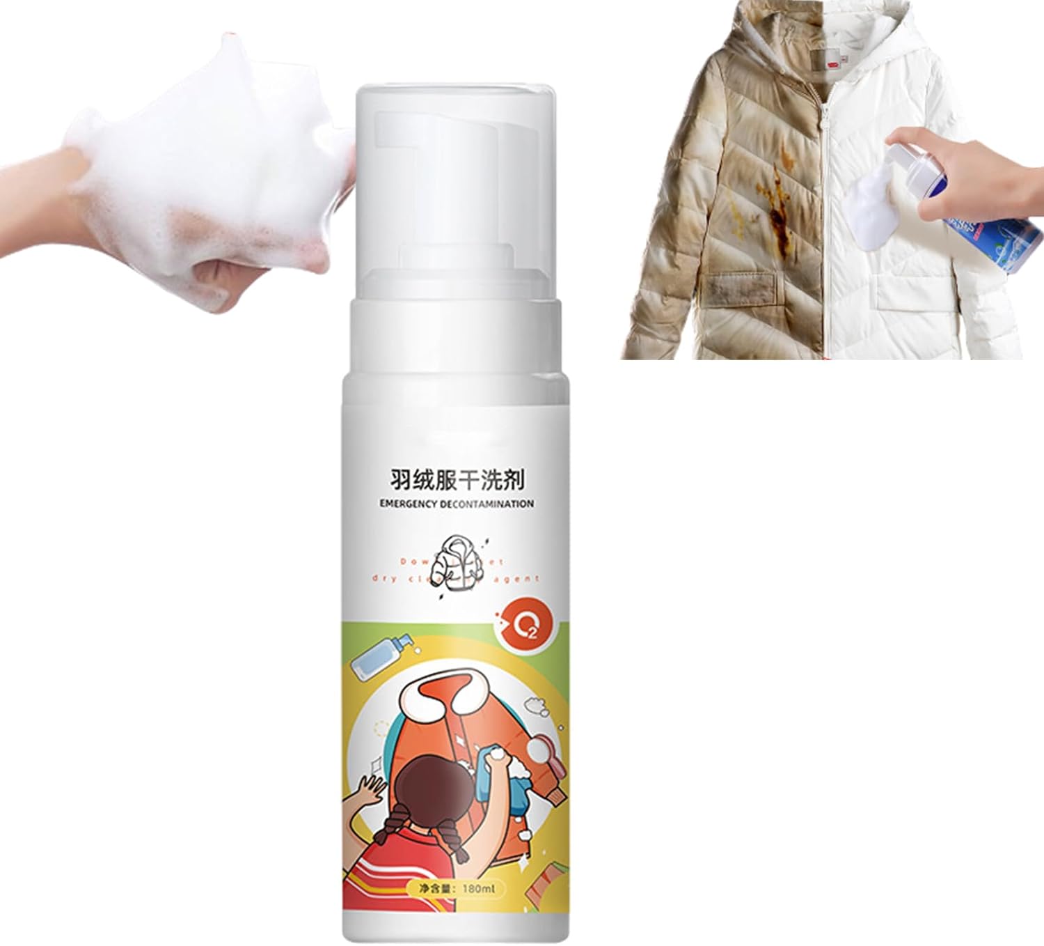 Nettoyant à Sec Pour Vêtements En Spray - Élimine Rapidement Les Taches (nourriture, Maquillage, Huile...) Sans Rinçage - Flacon 200 Ml - Pour Doudoune, Canapé, Voiture