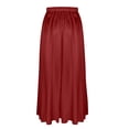 thumbnail image 4 of Bibifish Womens Maxi Skirts Solid Elastic Drawstring Waist Skirts Satin Flared Skirts Seaside Vacation Lightweight Loose Flowy Skirts, 4 of 5