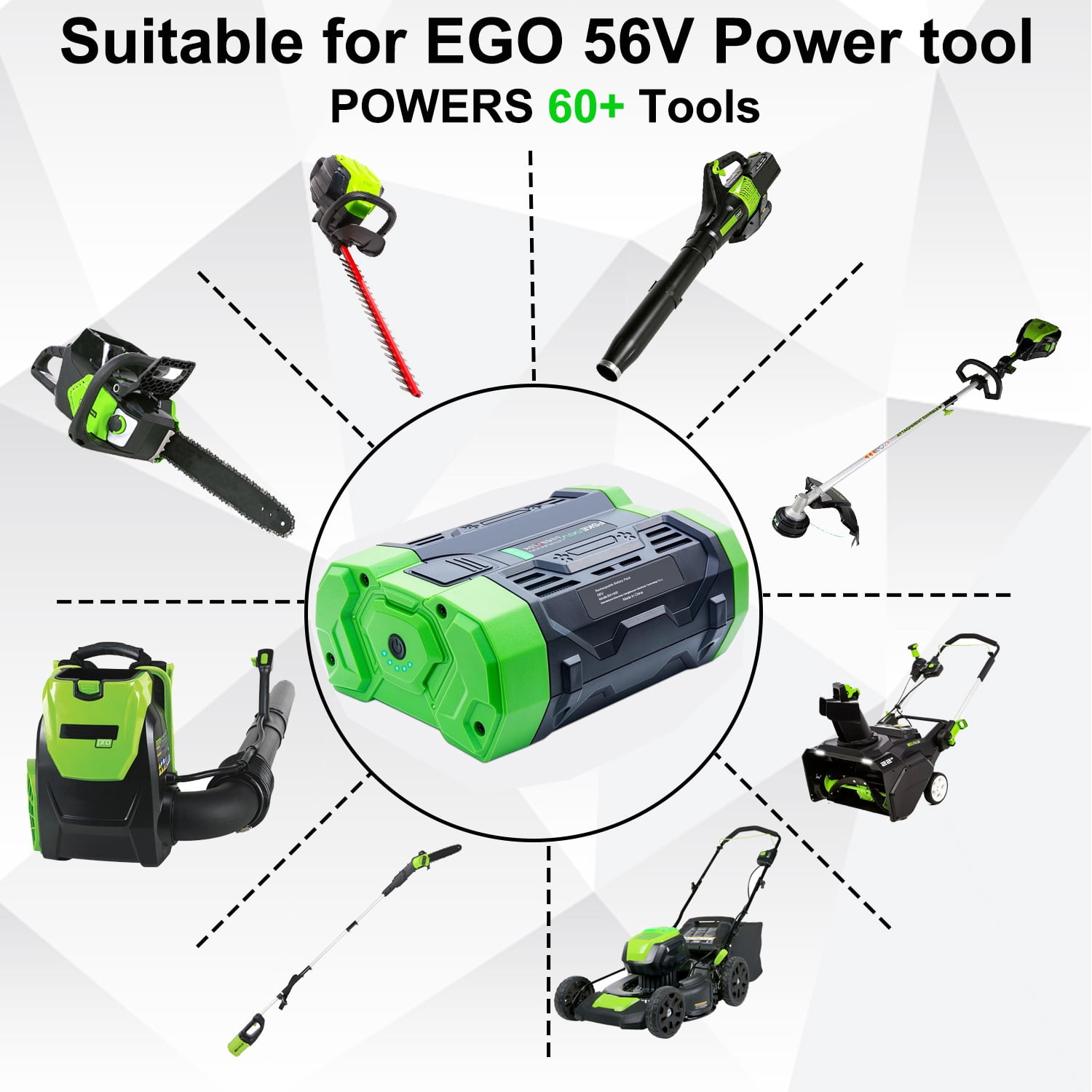 FSKE 2.6Ah Replacement for EGO 56V Battery BA1400 BA2800 BA4200,Compatible with BA1400T BA2800 56 Volt Batteria