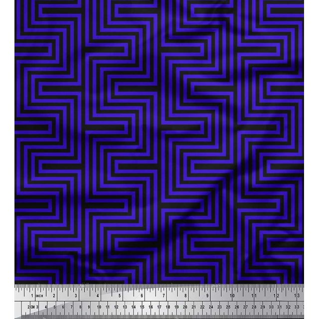 Soimoi polyester Crepe Fabric Square & Spiral Geometric Print Sewing Fabric Yard 42 Inch Wide