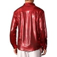 thumbnail image 3 of INSPIRE CHIC Metallic Shirt for Men's Button Down Party Glitter Costume Shiny Leopard Printed Shirts, 3 of 5