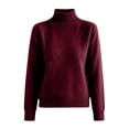thumbnail image 4 of Mock Neck Pullover Sweaters for Women Soft Warm Ribbed Cuffs Fall Outfits for Women Loose Fit Casual Fashion Clothing High Neck Solid Color Long Sleeve Winter Clothes Knit Sweater, 4 of 5