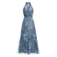 thumbnail image 7 of BODOAO Maxi Dresses for Women Floral Halter Neck Sleeveless Chiffon Pleated Long Dress, Flowy Summer Wedding Guest Outfit for Beach Vacation and Special Events Light Blue S, 7 of 7
