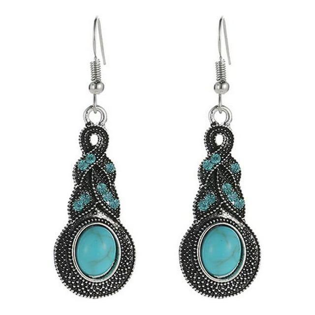 Pendiente Pendiente de Turquesa Regalo Pendiente de la gota Par Pendiente Retro Dangle Vintage 1 Pendientes