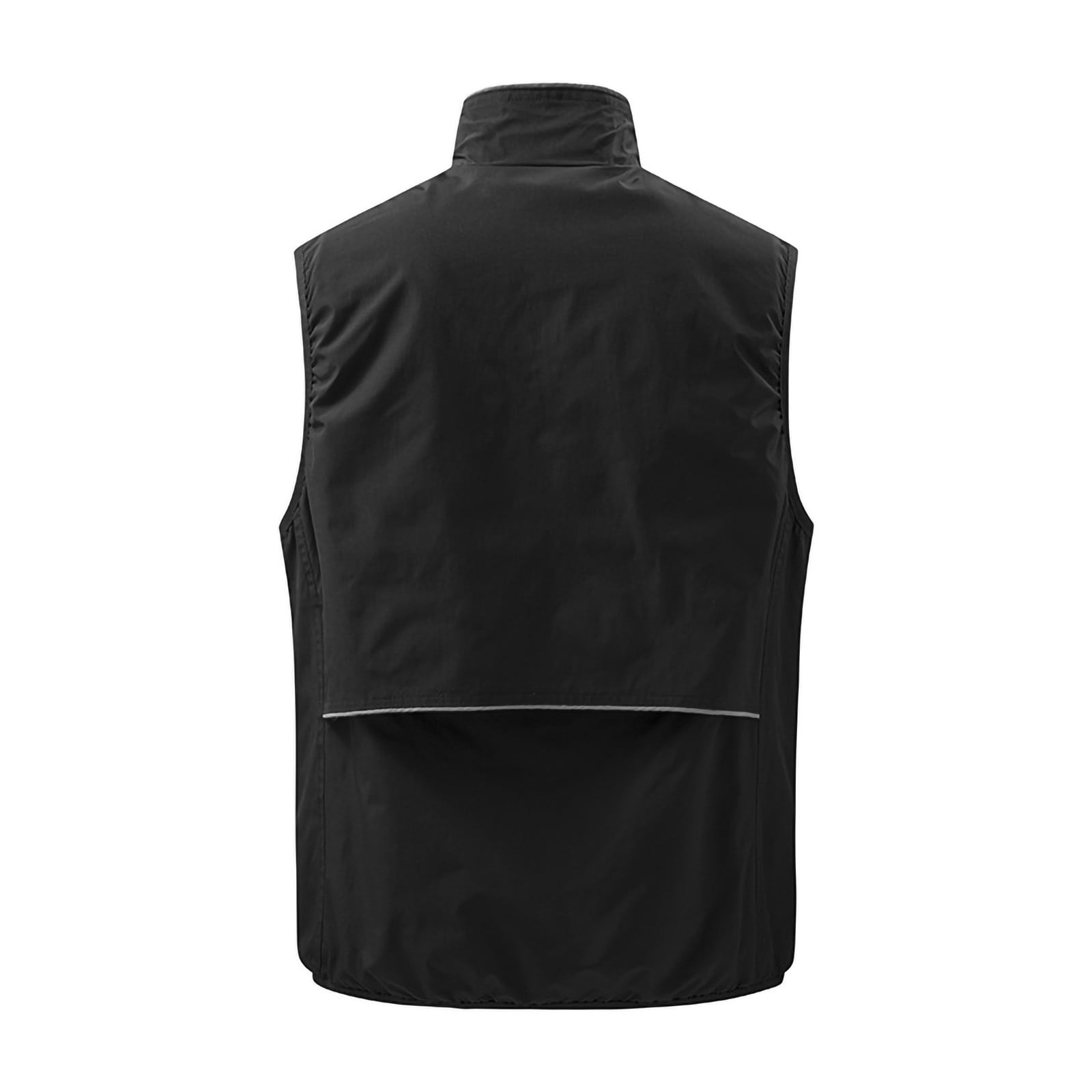 Men'S Lightweight Vest Sleeveless Stand Neck Work Jacket For Travel Hiking Running Lightweight Safari Photography Cargo Vest Black M