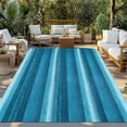 thumbnail image 3 of Fsddascl Turquoise Teal Ombre Outdoor Rug for Patio/Deck/Porch, Non-Slip Large Area Rug 4 x 6 Ft, Farmhouse Modern Abstract Striped Indoor Outdoor Rugs Washable Area Rugs, Camping Rug Carpet, 3 of 5