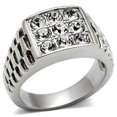 thumbnail image 1 of Alamode TK360-9 Men High Polished Stainless Steel Ring with Top Grade Crystal in Clear - Size 9, 1 of 1