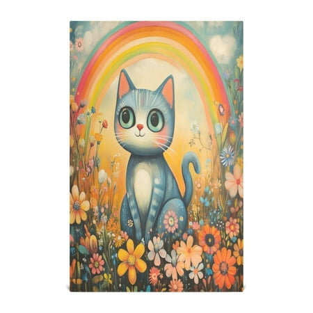 

Kitchen Towel 28x18 Inches x4，Plate Towel Decorative Towel Napkin Tea Towel Tea Towels For Kitchen Dish Cloths & Dish Towels Big-eyed Rainbow Cat