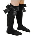thumbnail image 3 of Toddlers Girls Socks Cotton Knee-High Stockings 6M-4Y Kids Cute Bowknot Over the Calf Solid Color Stretchy Comfort Dancing Long Tube-Sock, 3 of 5