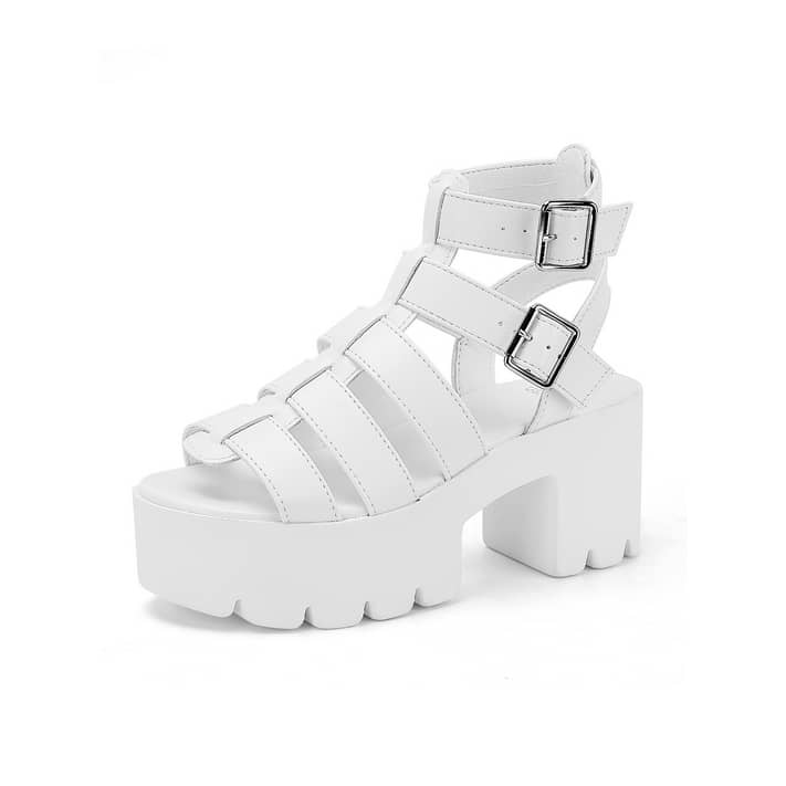 READYSALTED Women's Cleated Chunky Platform Sandals in Open Toe Ankle ...