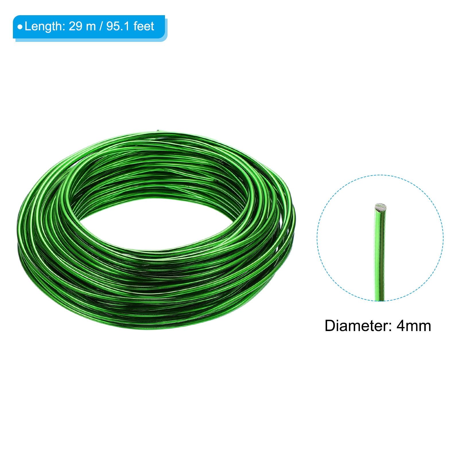 Uxcell 4mm Bonsai Training Wire, 1 Roll Floral Wire Stems 95.1 Feet Green