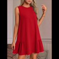 thumbnail image 4 of Vestido Tipo Chaleco Sin Mangas con Cuello Redondo en Color Liso, Rojo XXL, 4 of 6