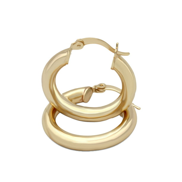 verwijderen Doe een poging bad BEBERLINI Hoop Earrings 25 mm 14K Gold Plated Large Hip Hop Hoops Fashion  Ear Jewelry for Adult Female Teen Girls 4 mm Thick - Walmart.com