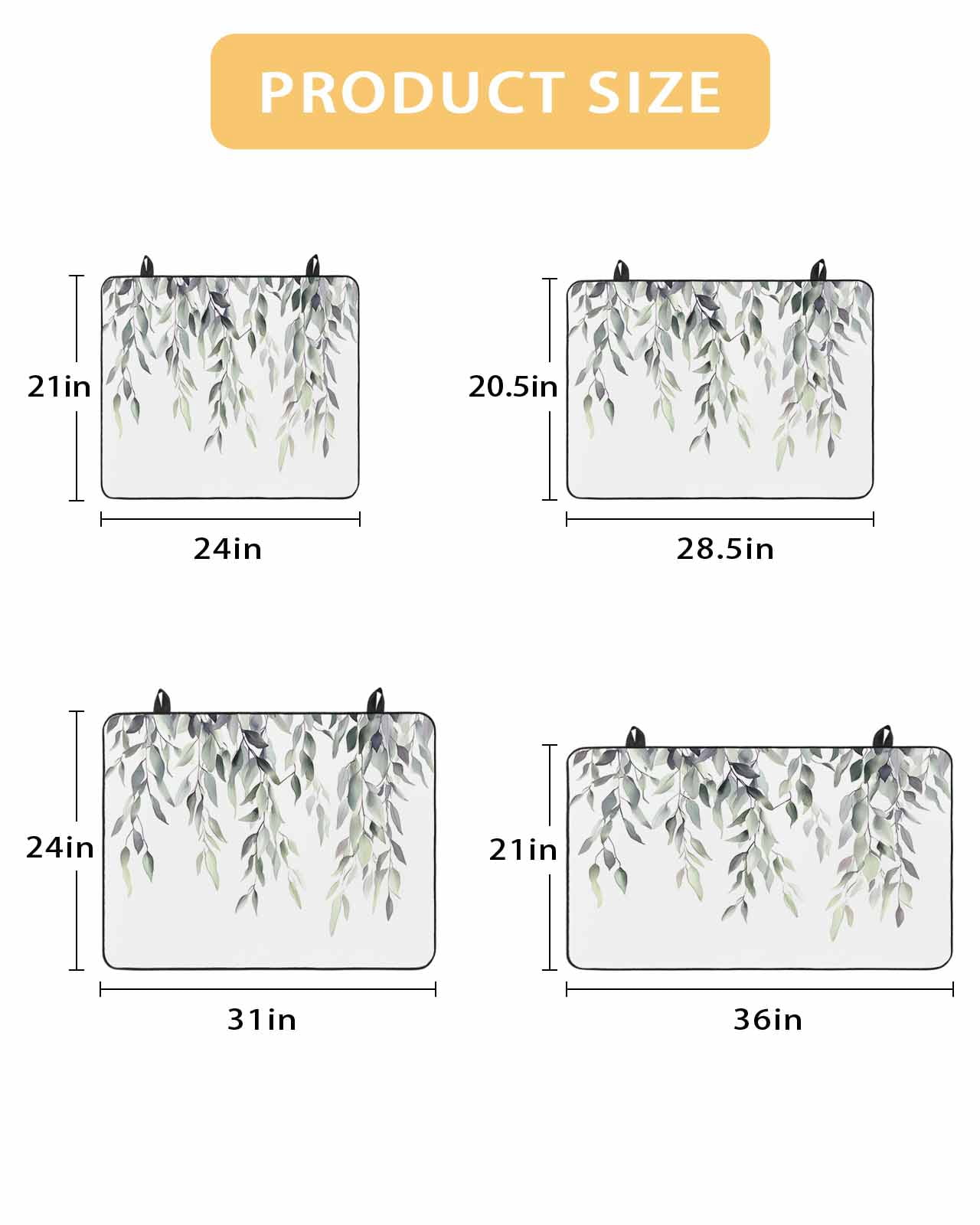 nqOlkjepod Large Induction Cooktop Protector Mat 36"x21", Green Gray Leaves Stove Top Covers for Electric Stove, Vintage Rustic Botanical Vines Branches Stove Burner Cover Mats Stove Cover
