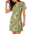 thumbnail image 2 of Haiem Snake And Floral Print Women’s Short-sleeved Nightdress – Comfortable and Loose-Fit Sleepwear, Soft Cotton Sleep Shirt for Relaxing, Casual Nightdress, 2 of 6