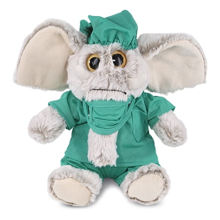 DolliBu Sitting Elephant Doctor Plush Toy - Super Soft Elephant Doctor Stuffed Animal Dress Up with Cute Scrub Uniform and Cap Outfit - Fluffy Doctor Toy Plush Gift - 9 Inches