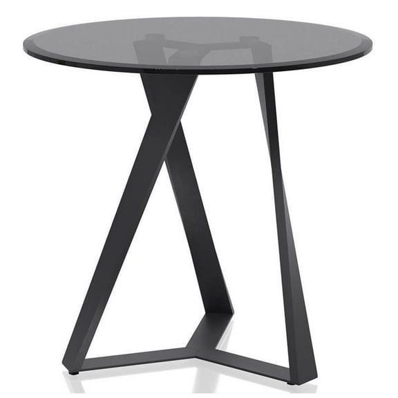 Furniture of America Hetra Contemporary Glass Top End Table in Black