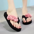 thumbnail image 2 of Puntoco Womens sandals clearance, Summer Flower Clip Toe Flip Flops Non-Slip Wedges Beach Slippers, 2 of 8