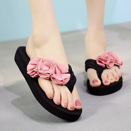

Women S Slippers Summer Fashion Women S Flower Clip Toe Flip Flops Non-Slip Wedges Beach Slippers Shoes For Women Eva Pink 39