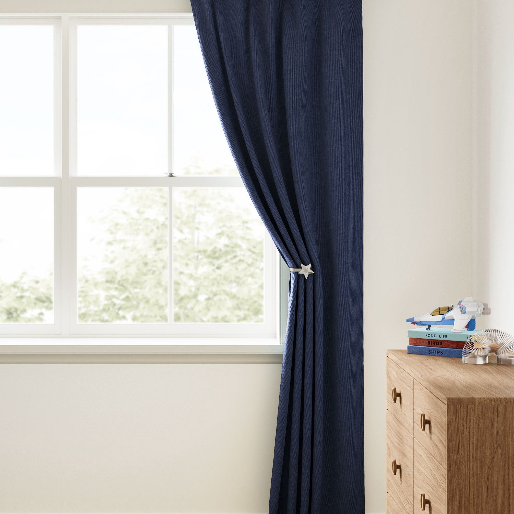 Mainstays Kids 3/4" Satin Nickel Star Adjustable Single Curtain Rod, 28"-48"