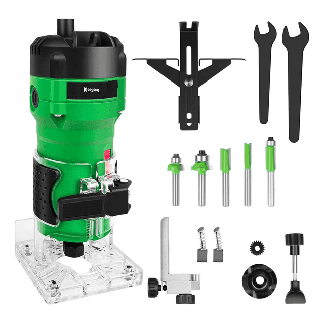 Router Bloosom 800w +5 Brocas Carburo 1/4'' Ar800 Verde Con Negro