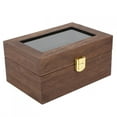 thumbnail image 4 of Wooden 3-Slot Watch Display Box with Transparent Window for Storage - Black Walnut Finish, 4 of 8