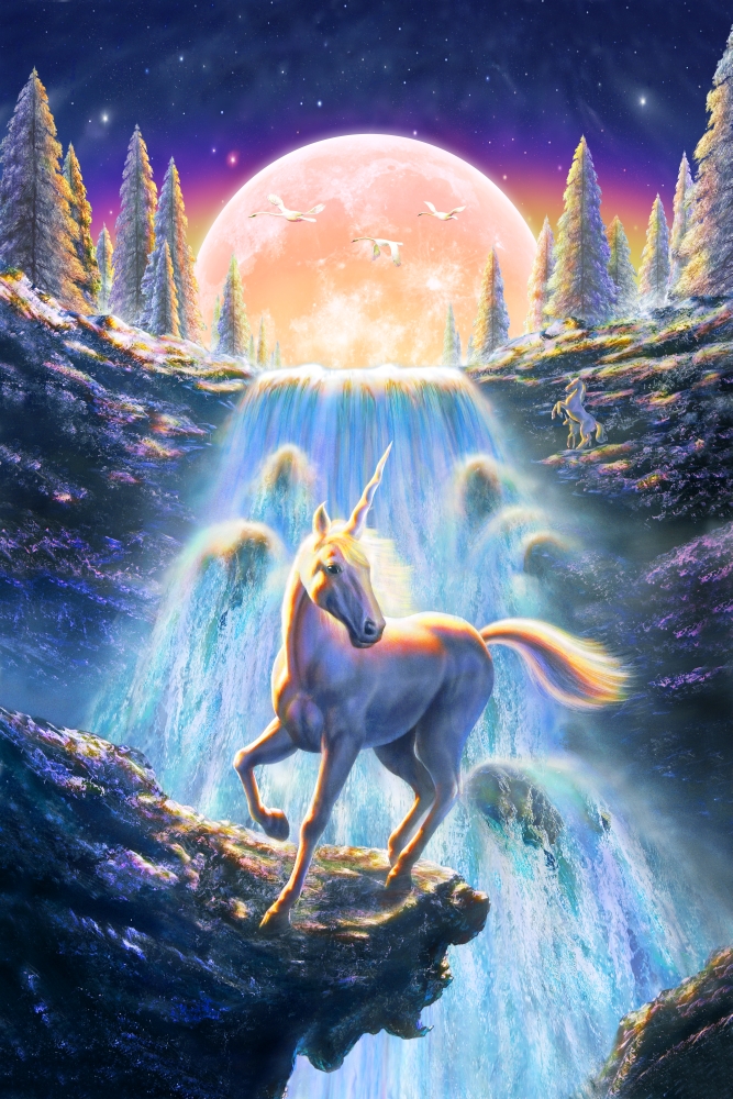 Unicorn Sunset Poster Print by Adrian Chesterman (12 x 6)