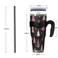 thumbnail image 4 of 40oz Tumbler,Black and Pink Christmas Tree Pattern Insulated Tumblers with Removable Handle,Stainless Steel Double Vacuum Coffee Tumbler Cup with Straw for Home,Office,Travel,Party, 4 of 5
