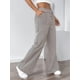 thumbnail image 4 of Pantalones de Salón A Rayas de Pierna para Mujer, Cintura Elástica y Bolsillos Marrón XL, 4 of 9