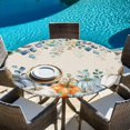 thumbnail image 6 of Thanksgiving Pumpkin Round Tablecloth, Fitted Table Cover with Elastic for 45"-54" Round Tables, Fall Eucalyptus Autumn Leaves Beige Table Cloth Outdoor Indoor Dinning Party Waterproof Tablecloths, 6 of 7