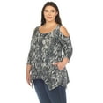 thumbnail image 2 of White Mark Women's Plus Size Snake Print Cold Shoulder Tunic, 2 of 6