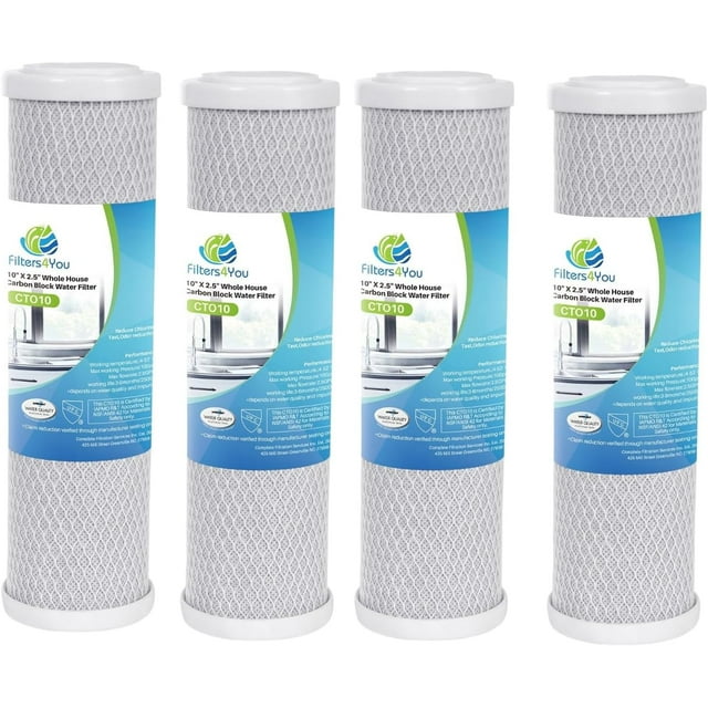 – 4 Pack Activated Carbon Block Water Filter Cartridges Compatible with WaterPur CCI-10-CLW12 Models – Remove Bad Taste – Whole House Replacement Filter Cartridge – Universal 10" Cartridge