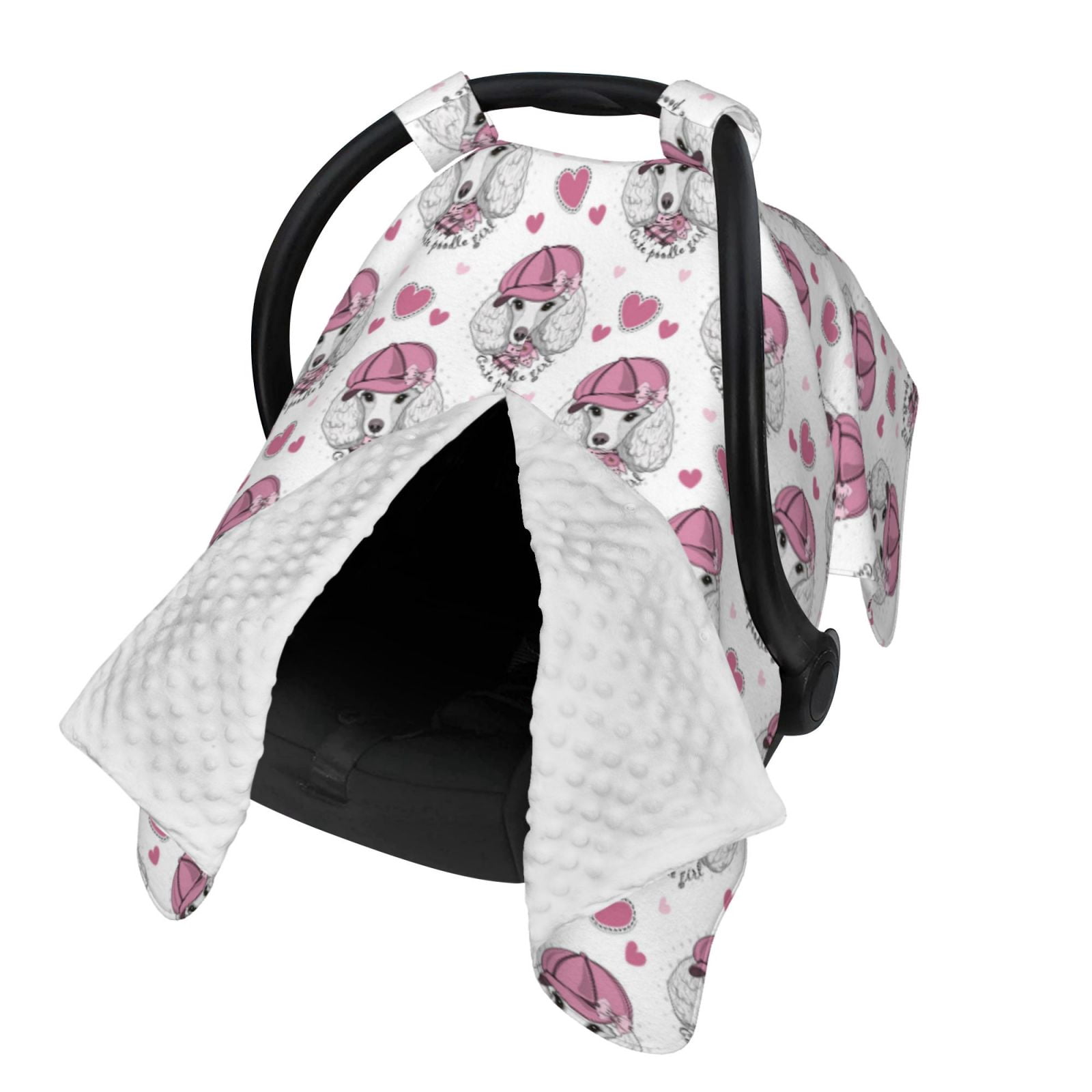 Naloa Cute Poodle Dog Baby Car Seat Cover, Breathable Baby Carrier Cover, Multiuse Baby Carrier Cover & Nursing Breastfeeding Cover
