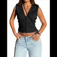 thumbnail image 2 of Chaleco de Punto Sin Mangas para Mujer, con Cuello en V y Botones, Informal, Holgado, para y Verano. Negro XL, 2 of 7