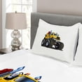thumbnail image 3 of Ambesonne Truck Quilted Bedspread Set 3 Pcs, Giant Wheeled Monster Car, King Size, Burgundy Yellow Black, 3 of 4