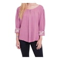 thumbnail image 1 of Blusa George Talla CH Manga 3/4 Flores Rosa, 1 of 3